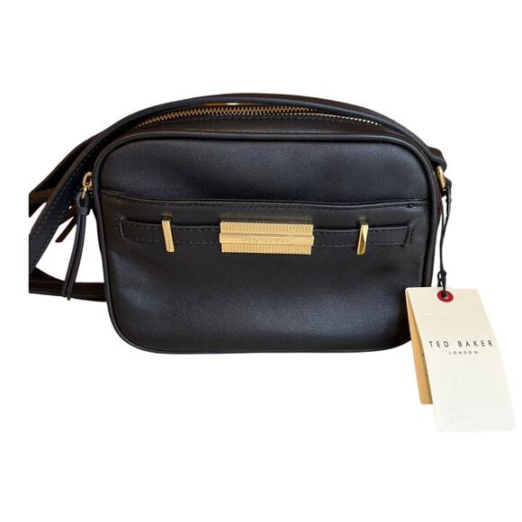 Ted Baker Black Leather Camera Bag Crossbody Bag - Picture 1 of 9